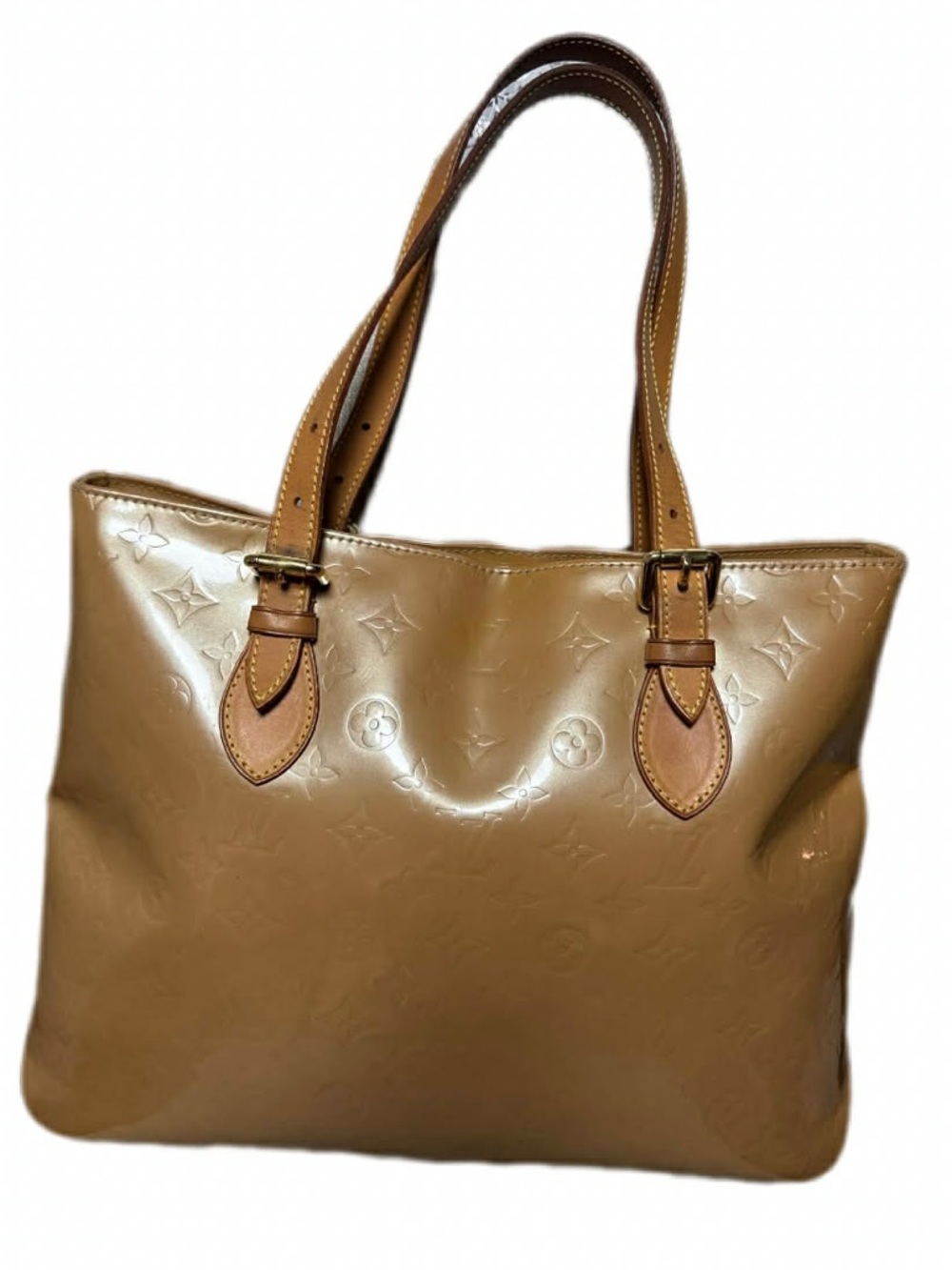 Louis Vuitton Tan Patent Leather Tote. Like new with the COA